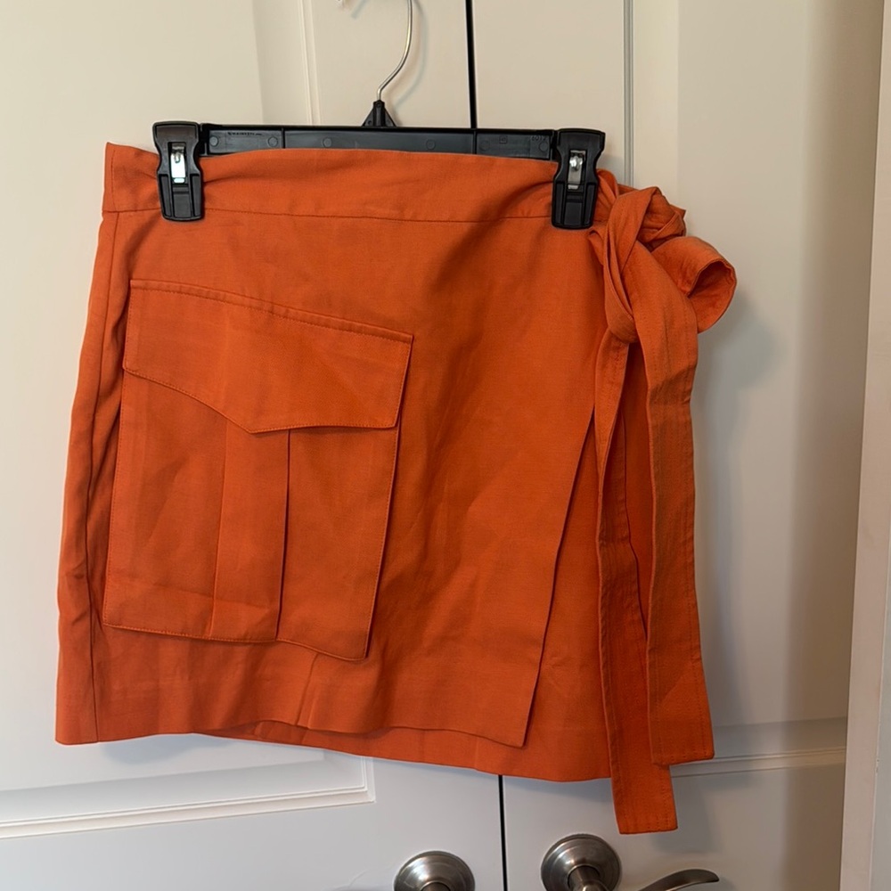 Shona Joy Orange Wrap Skirt with cargo pockets